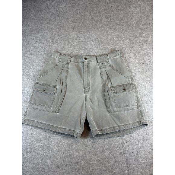 VINTAGE Eddie Bauer Cargo Shorts Mens 38 Gray Utility Tactical Hiking Outdoor - Picture 1 of 7